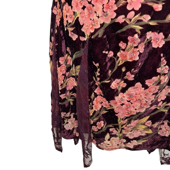 Unique vintage floral velvet burnout sleeveless dress size medium Whimsigoth - Picture 5 of 9